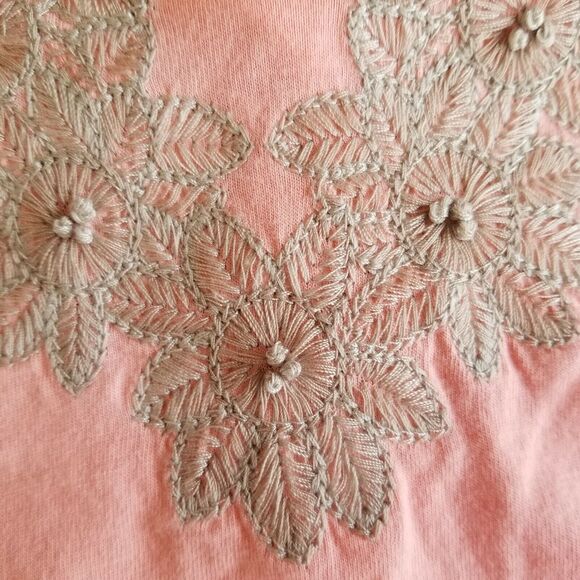 J Jill Womens Shirt Small Embroidered Long Sleeve Pink Peach Soft Linen Top Boho - Picture 3 of 6